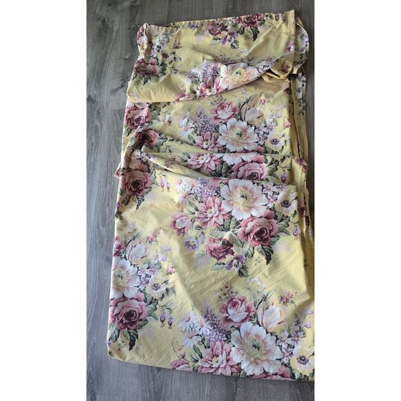 RALPH LAUREN Sophie Brooke King Flat Sheet Floral Yellow 100% Cotton - Picture 1 of 4